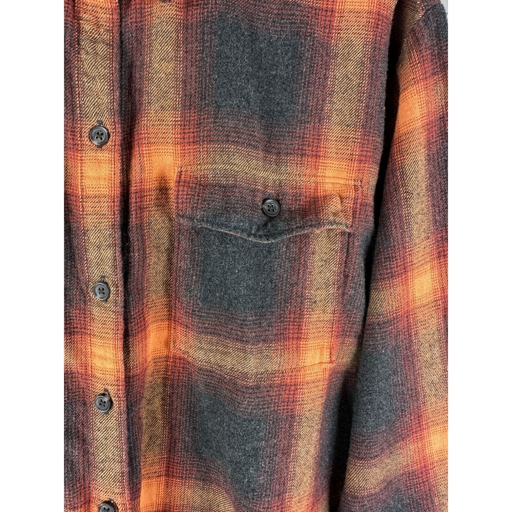 Old Navy Evermore Taylor Swift Sz L Flannel Boyfriend Shirt Orange Plaid Womens - Picture 2 of 7